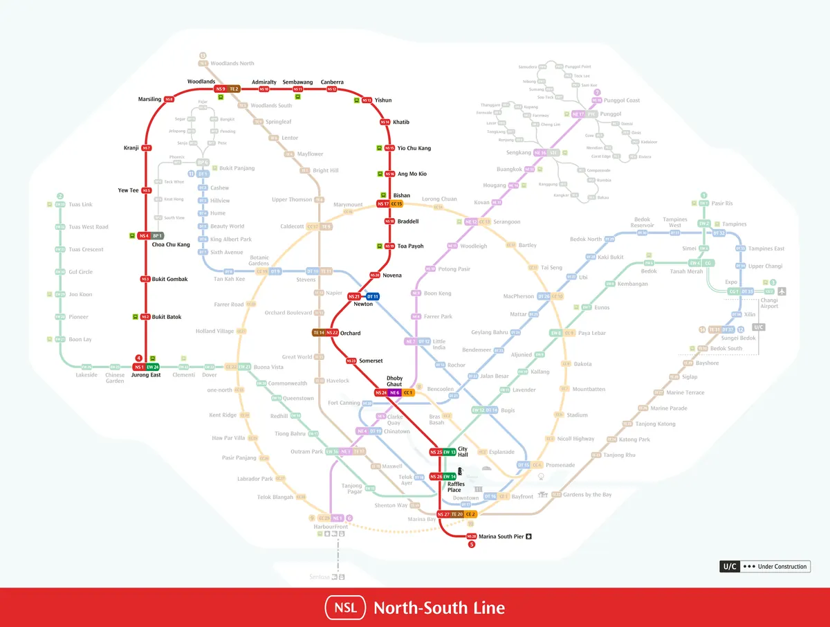 North-South Line map